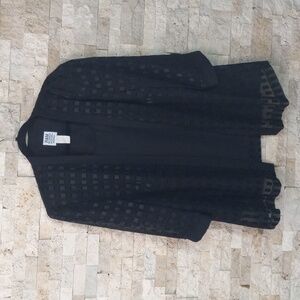 R&M Richards Karen Kwong Layered Top Open Jacket Black Size 16W